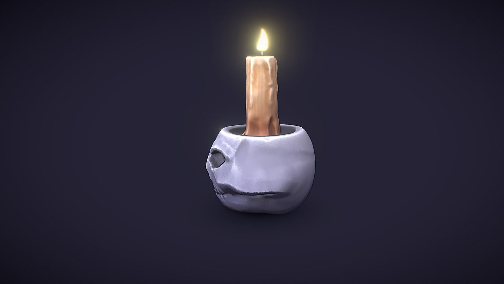 Skullcap Candle Holder Stylized 3D Model Low-poly 3D model_3