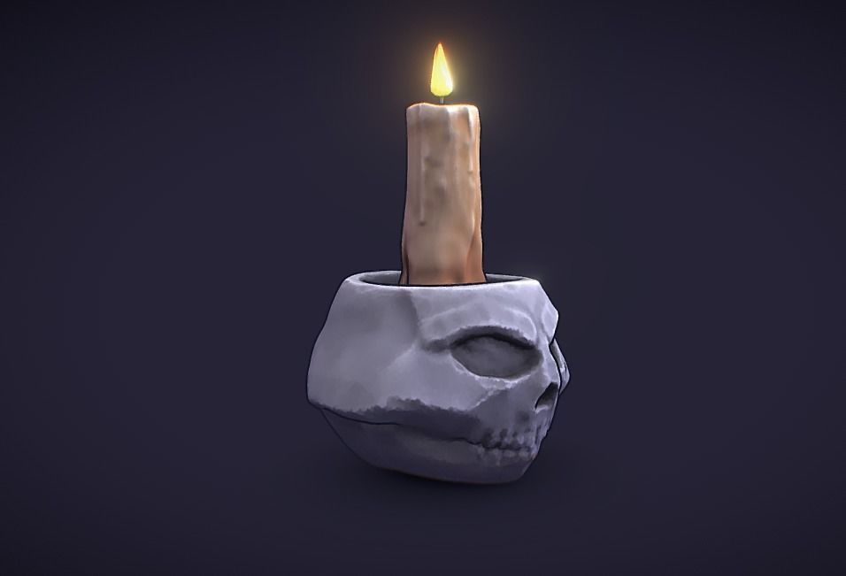 Skullcap Candle Holder Stylized 3D Model Low-poly 3D model_2
