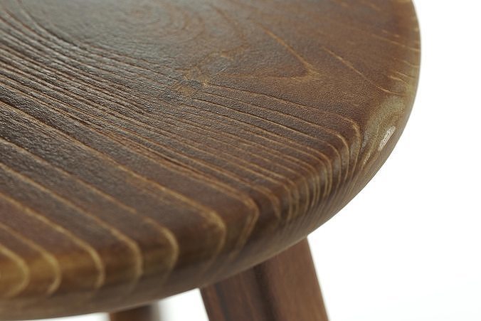 polypasta - zara home - wooden stool 3D model 7