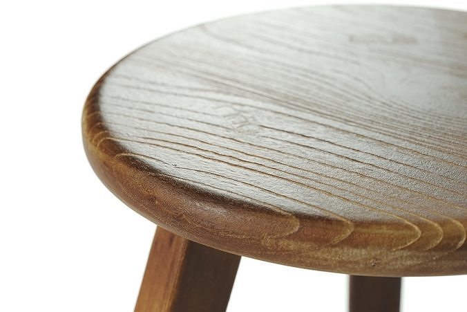 polypasta - zara home - wooden stool 3D model 2