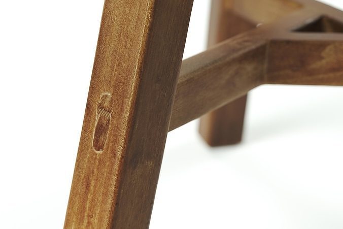 polypasta - zara home - wooden stool 3D model 6