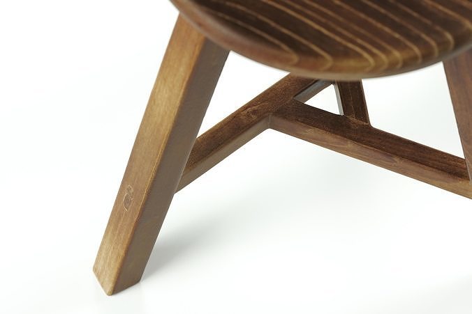 polypasta - zara home - wooden stool 3D model 4