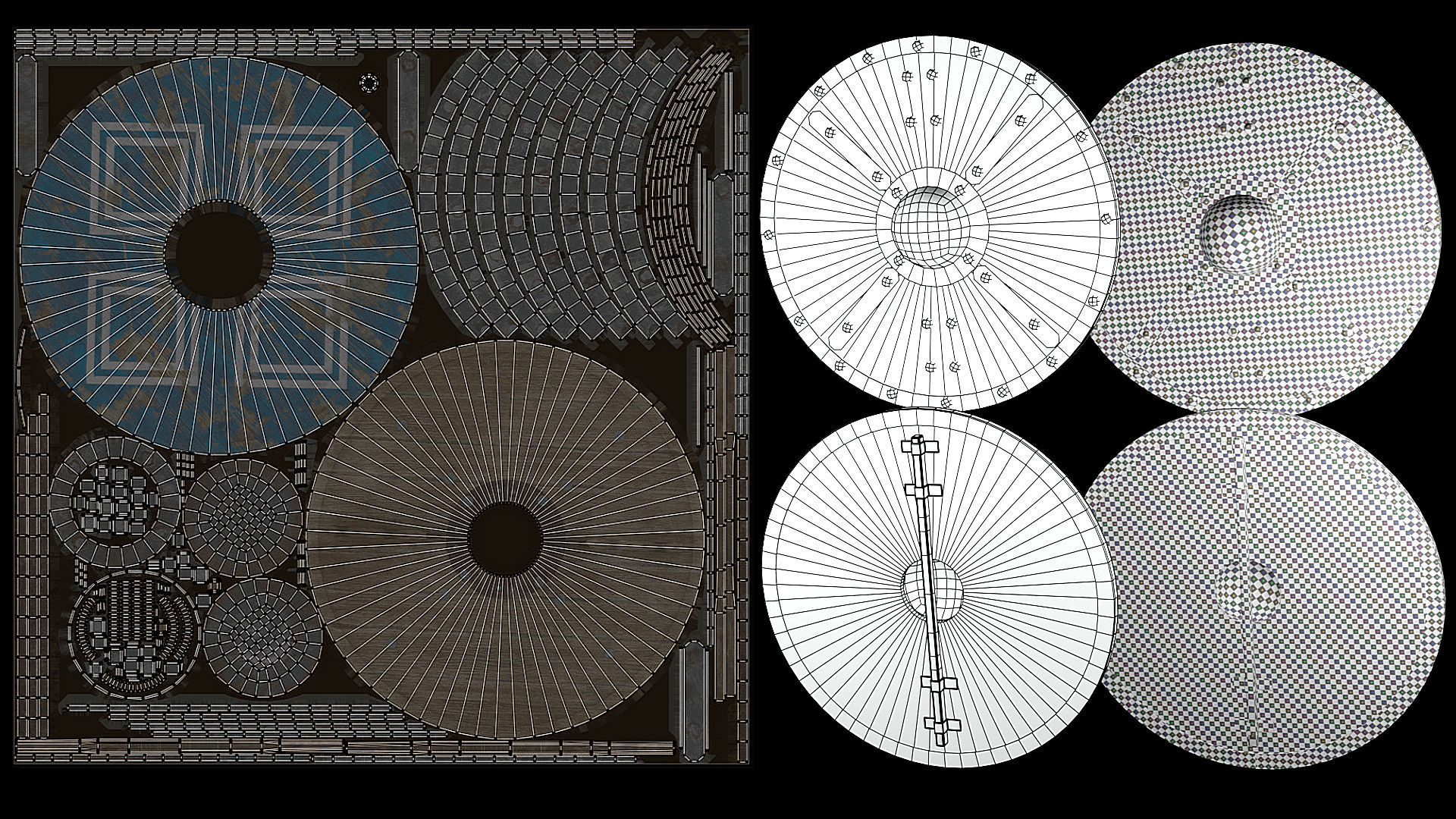 Set of Medieval round viking shield Game ready Low-poly 3D model_24