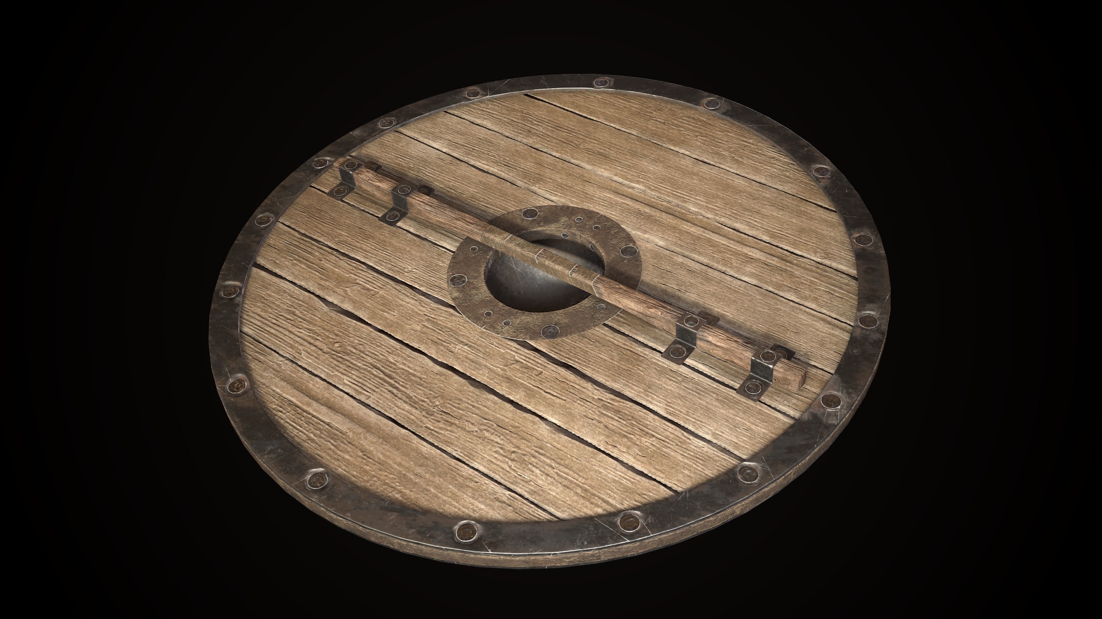 Set of Medieval round viking shield Game ready Low-poly 3D model_18