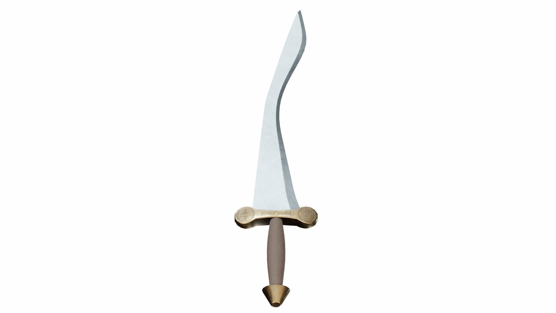Curved sword 5 Low-poly 3D model_4