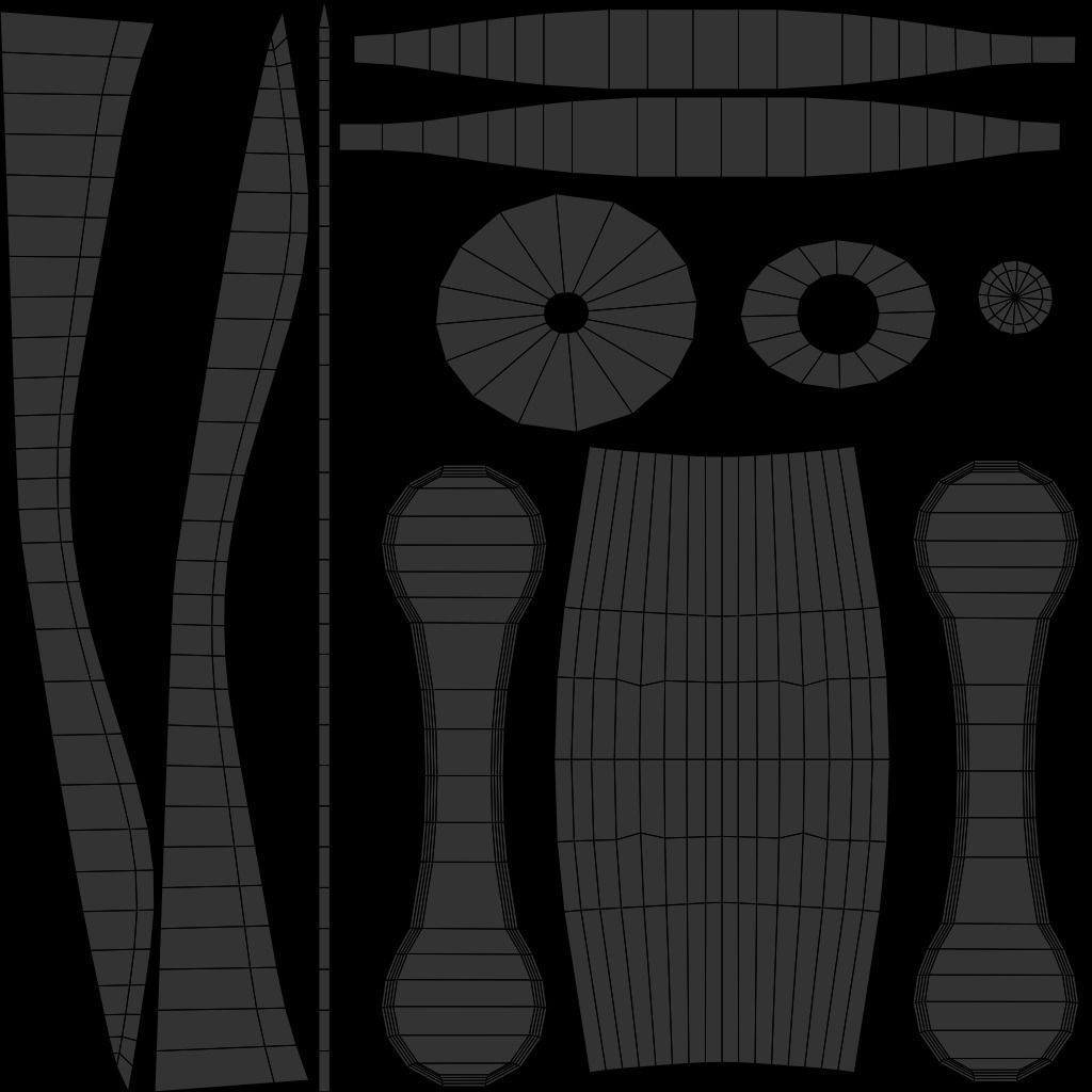 Curved sword 5 Low-poly 3D model_7