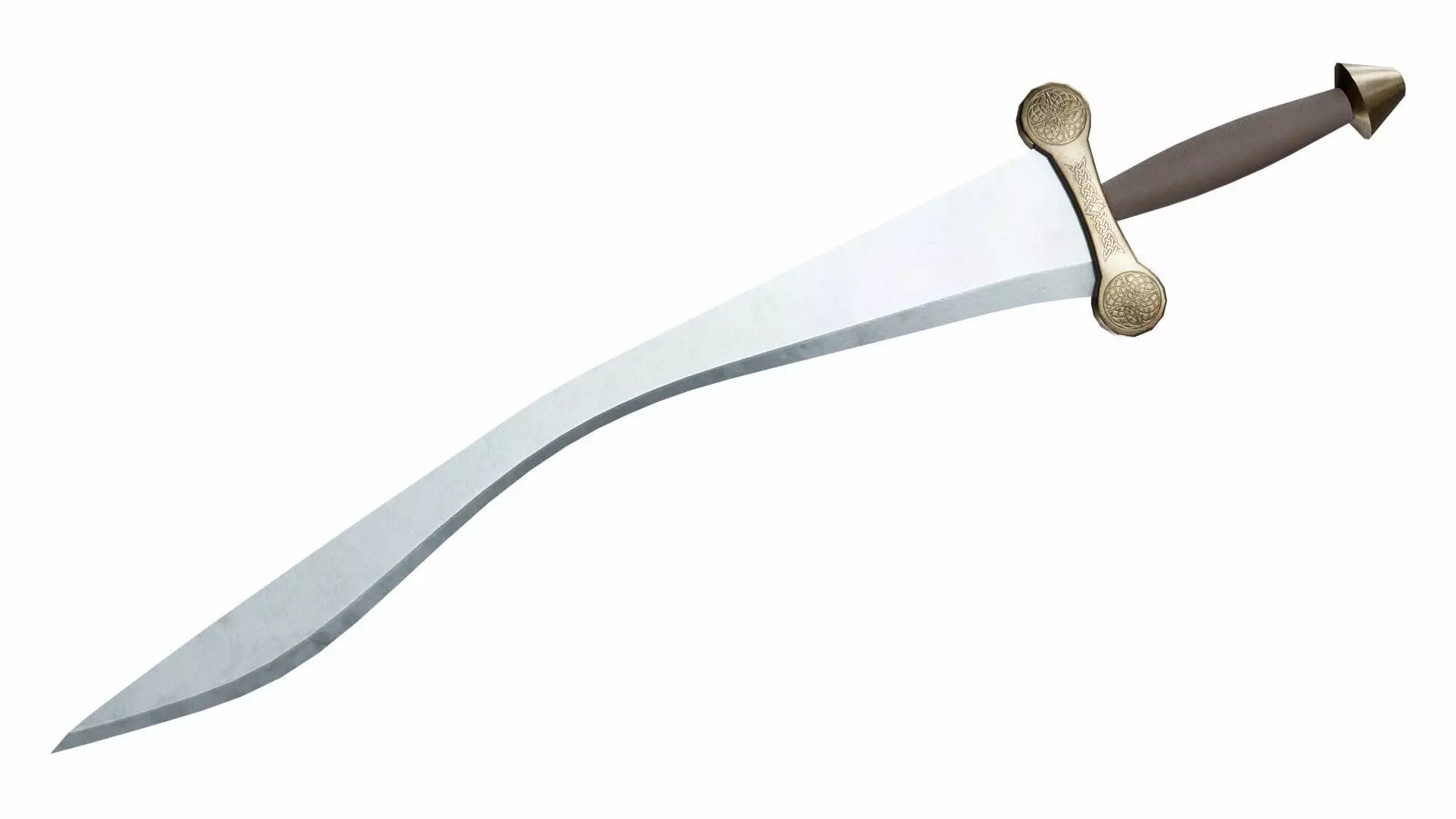 Curved sword 5 Low-poly 3D model_0