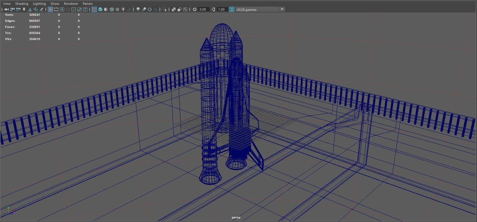 Space shuttle Low-poly 3D model_8