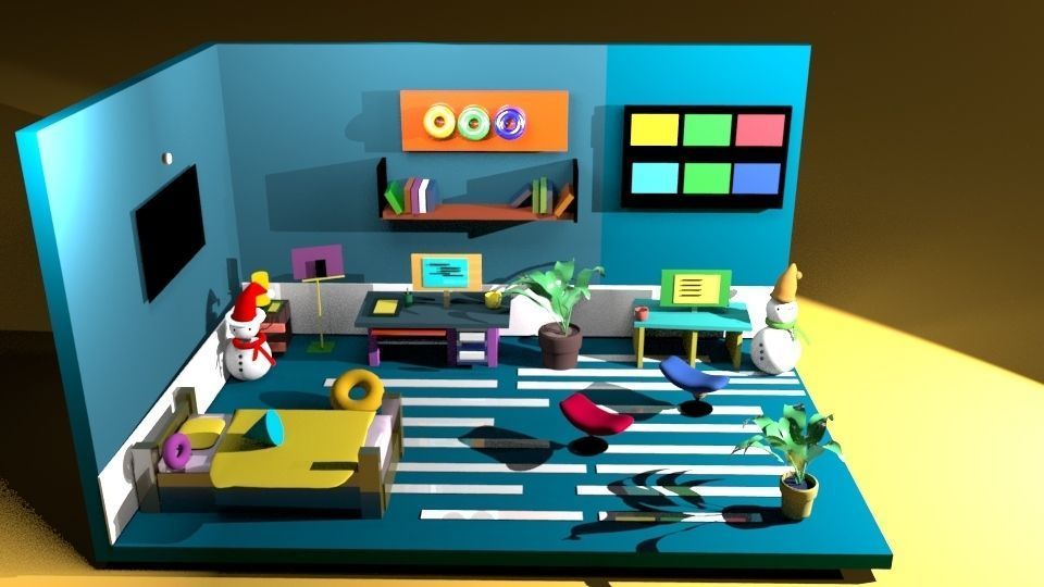 Isometric 3D Room  3D model_6