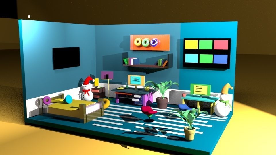 Isometric 3D Room  3D model_5