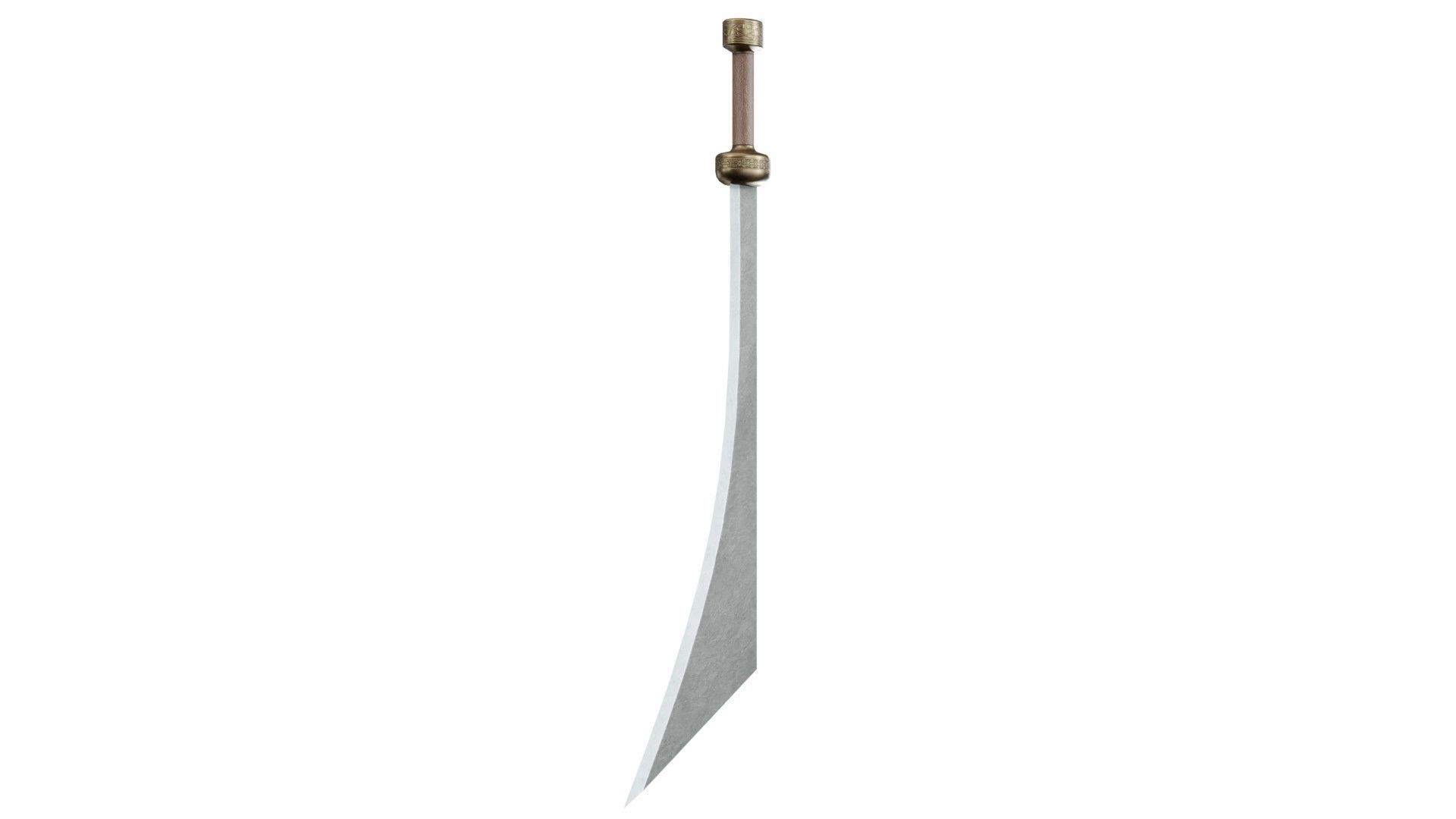 Curved sword 9 Low-poly 3D model_2