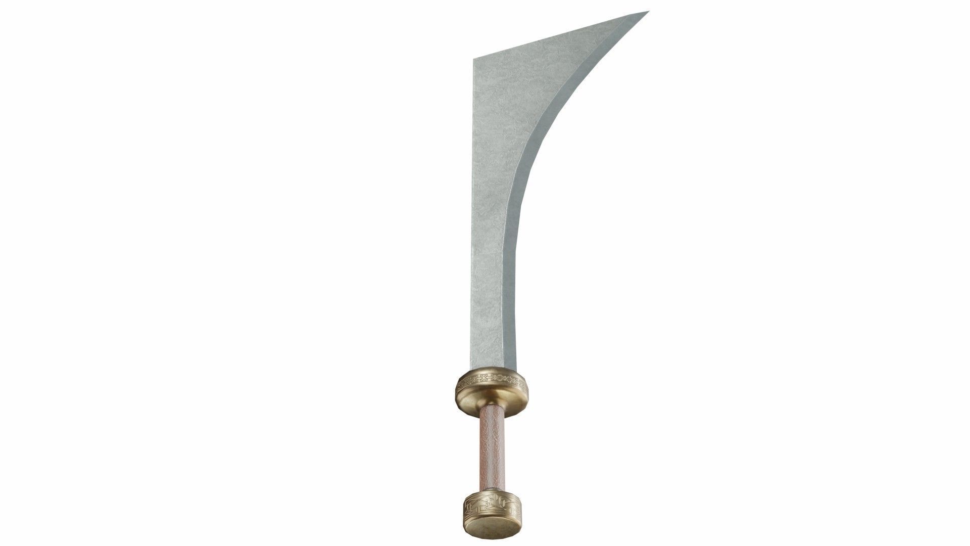 Curved sword 9 Low-poly 3D model_4