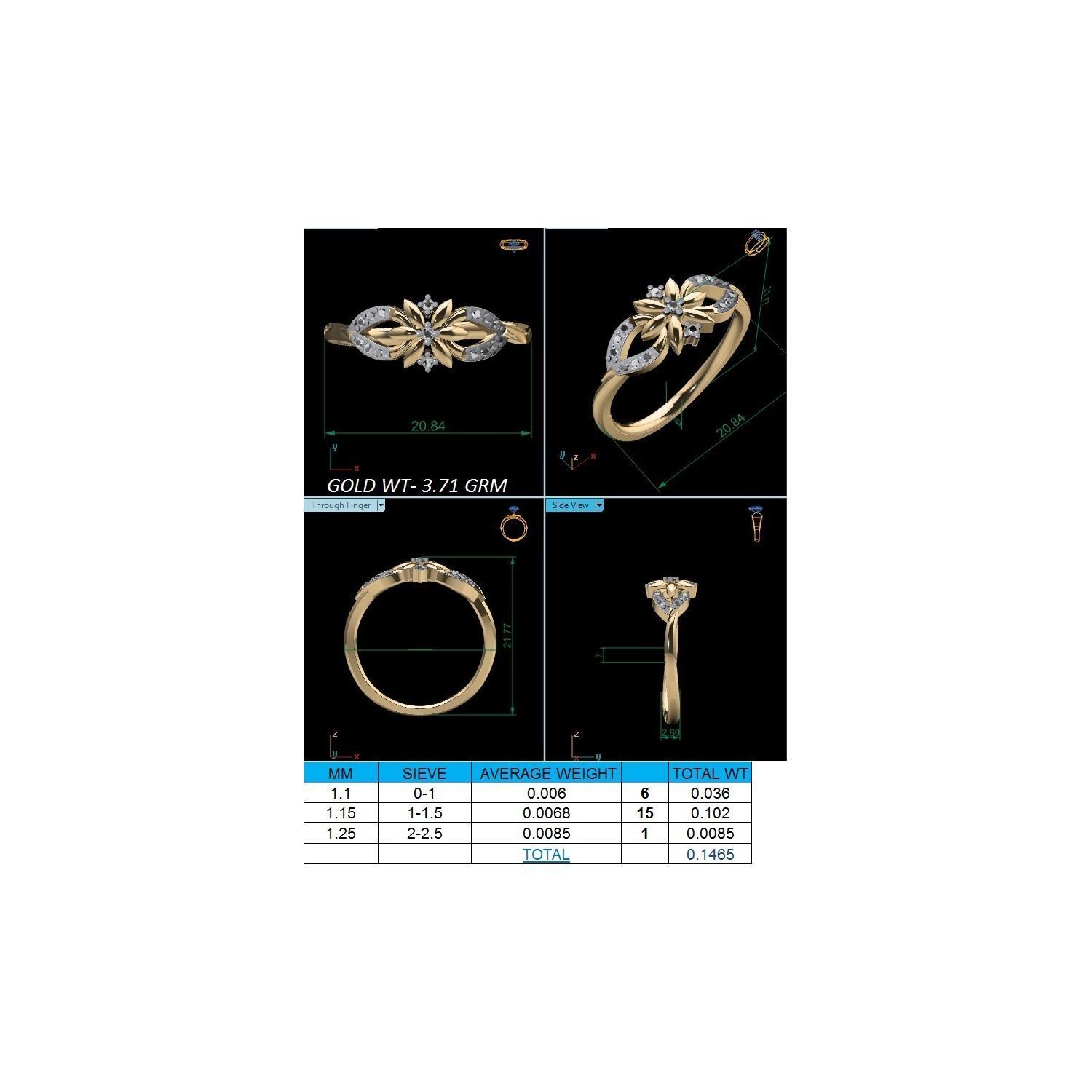 Women Wedding Engagement Ring STL OBJ FBX Renders Details 3D print model_24