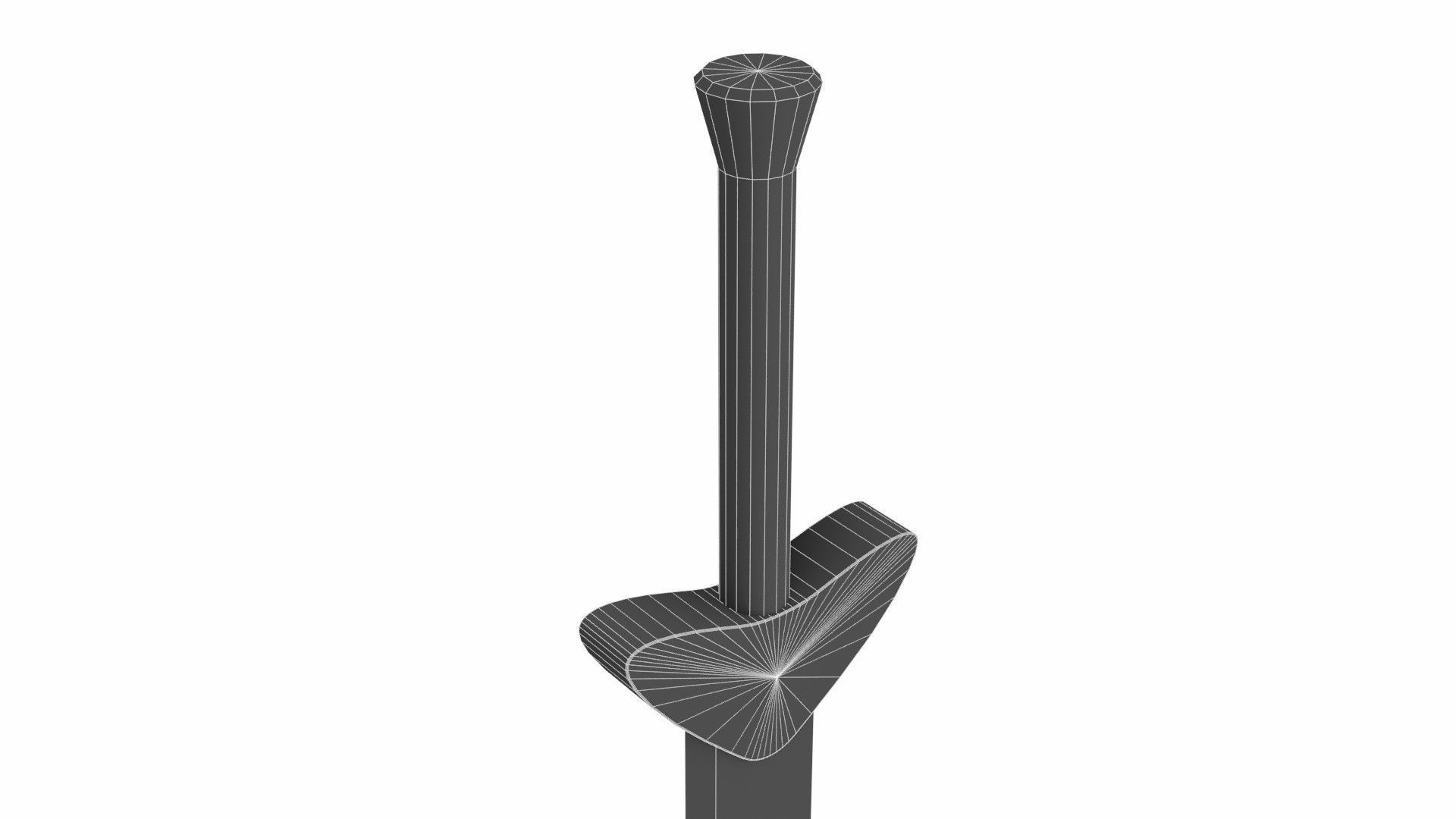 Curved sword 10 Low-poly 3D model_6