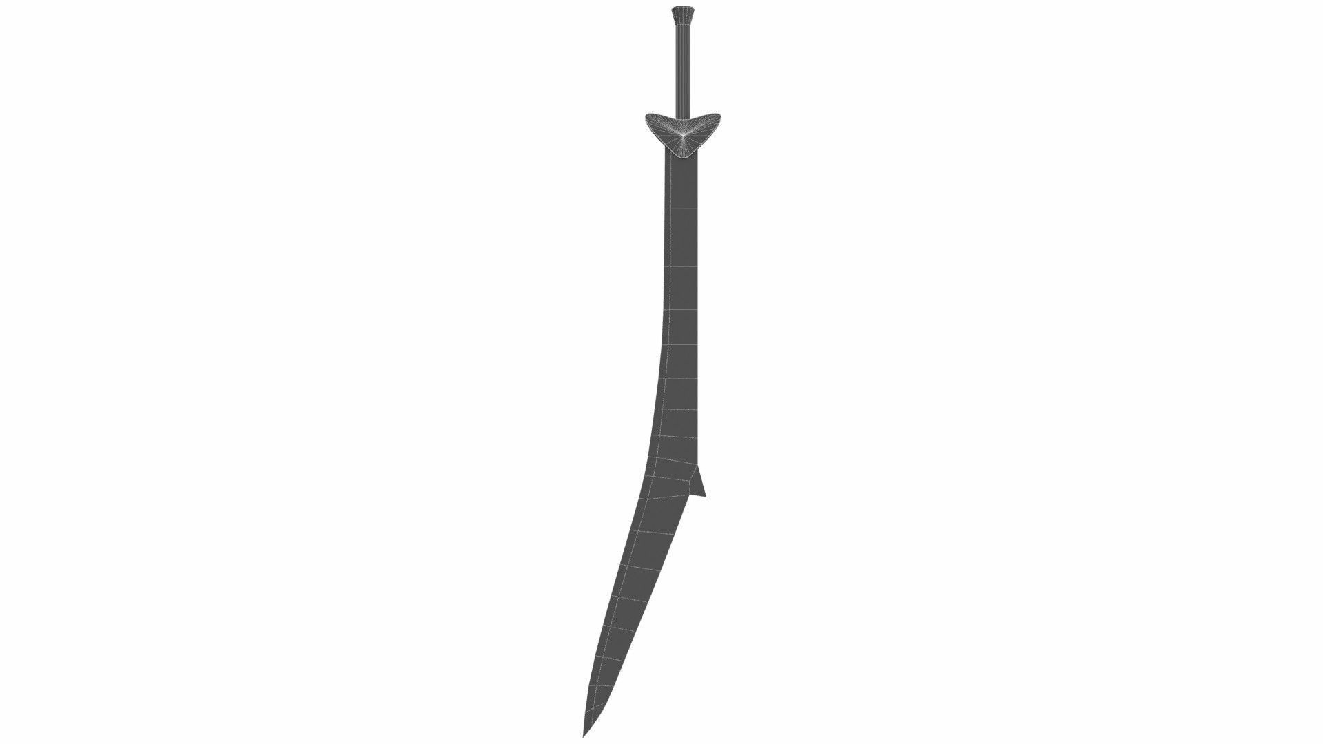 Curved sword 10 Low-poly 3D model_5
