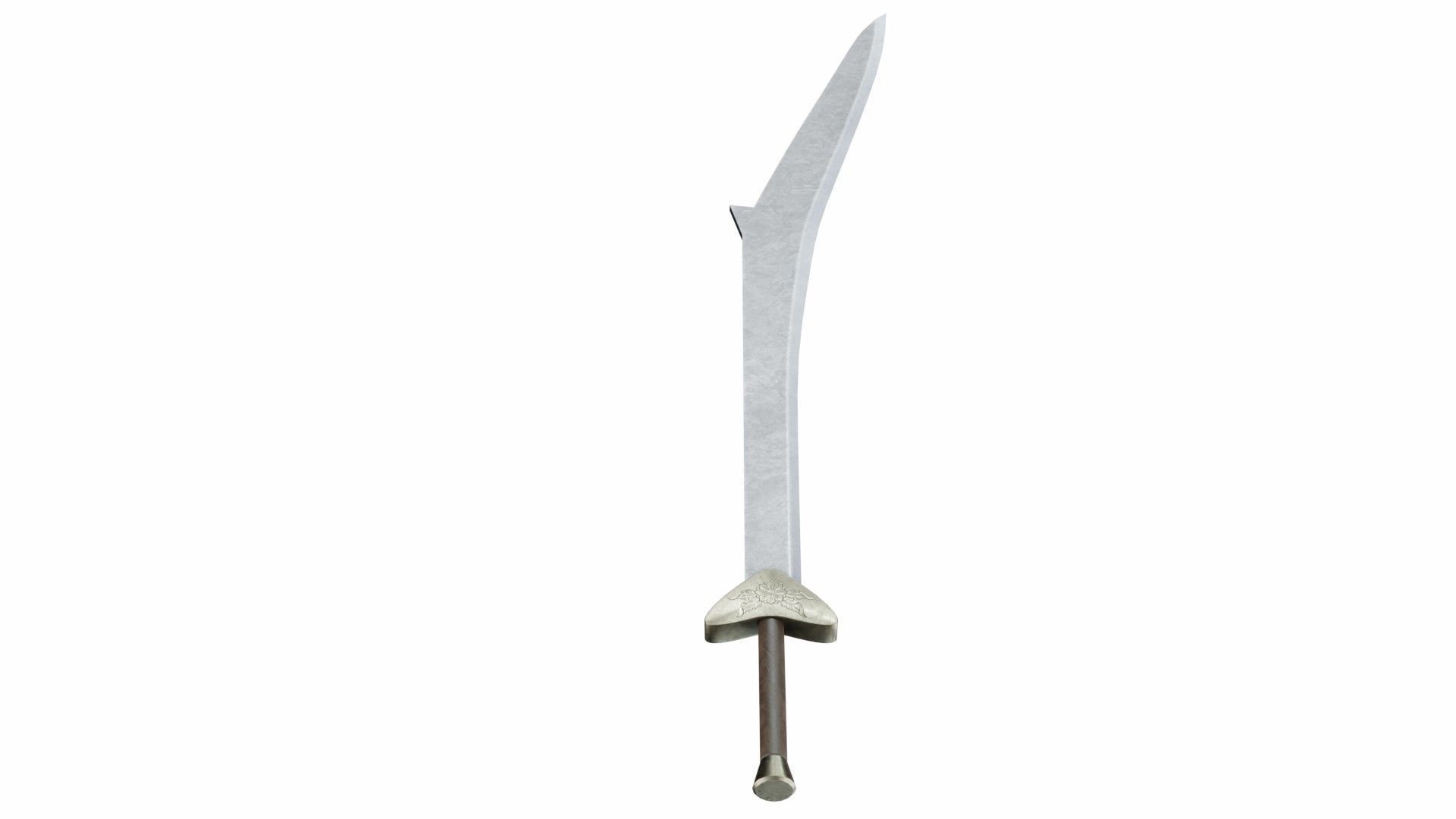 Curved sword 10 Low-poly 3D model_4