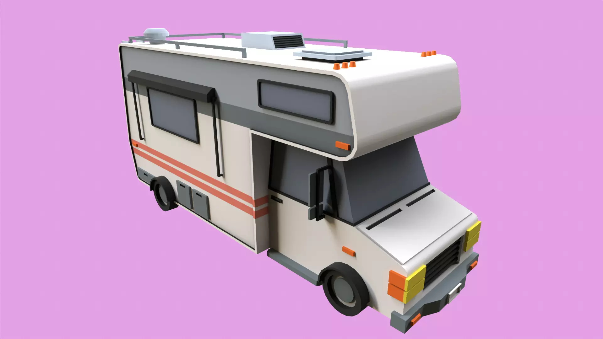 Lowpoly Camper Low-poly 3D model_0