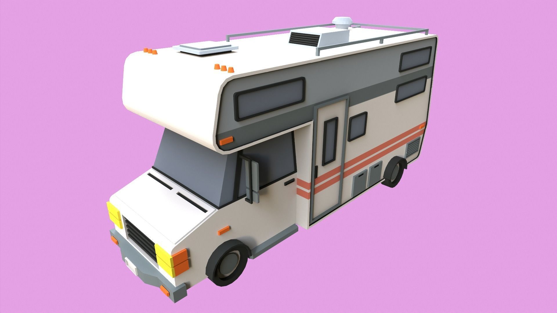 Lowpoly Camper Low-poly 3D model_1