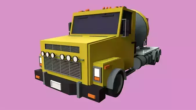Lowpoly Concrete Mixer Truck