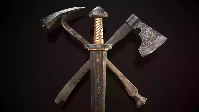Viking sword Viking axe Viking war hammer Medieval weapon pack