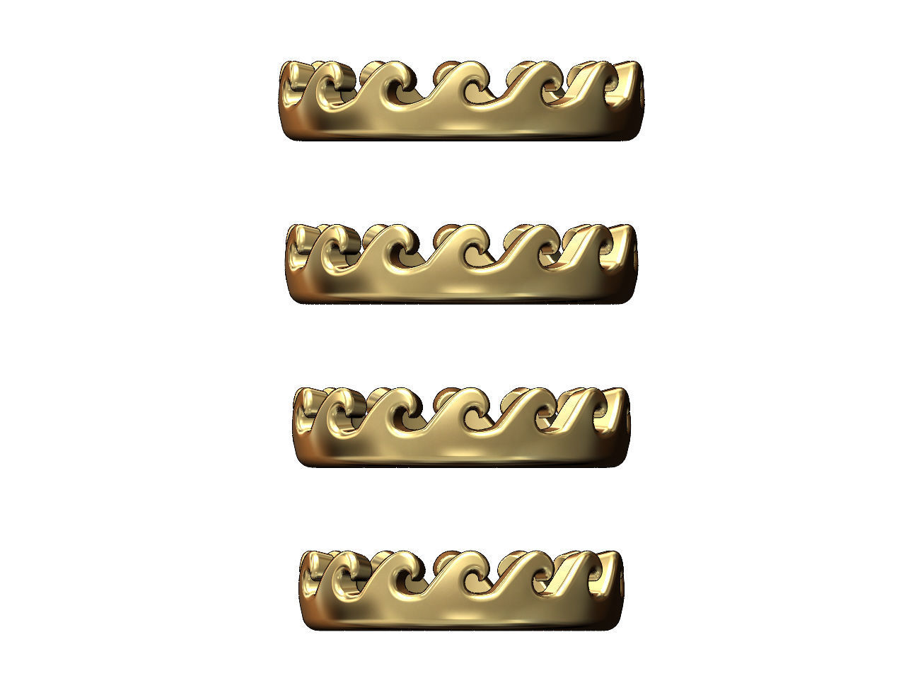 Wave pattern stacker band US sizes 6to9 3D print model_1