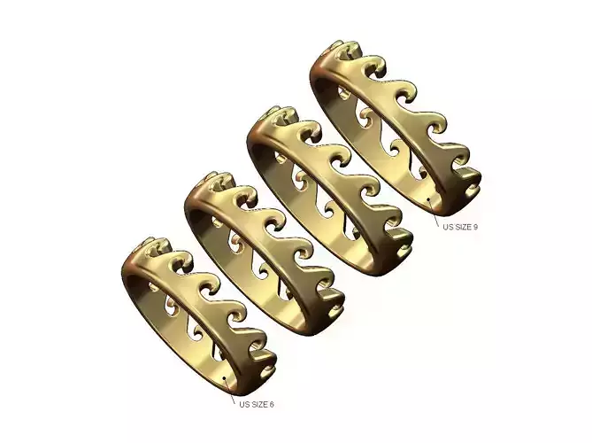 Wave pattern stacker band US sizes 6to9