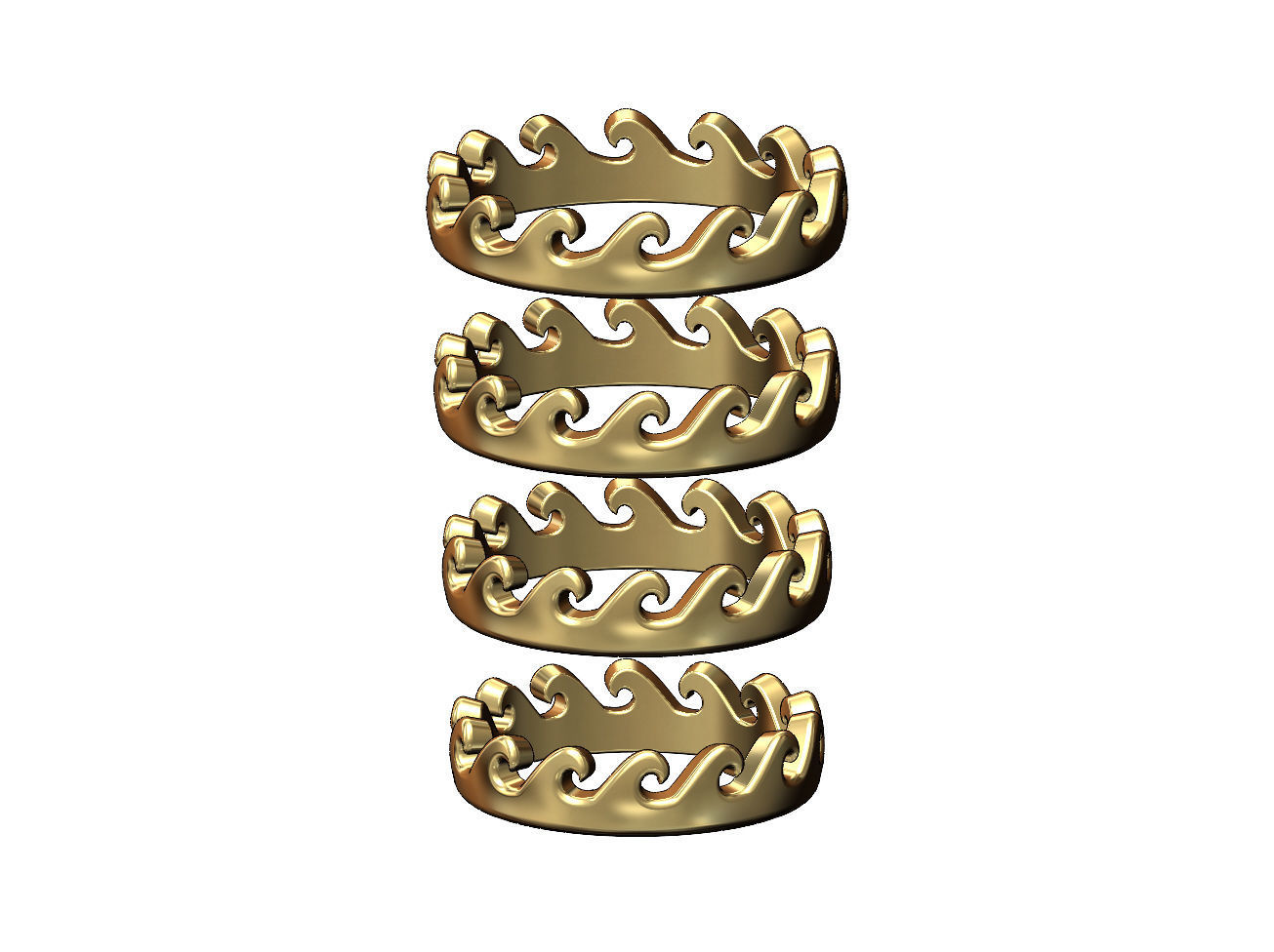 Wave pattern stacker band US sizes 6to9 3D print model_2