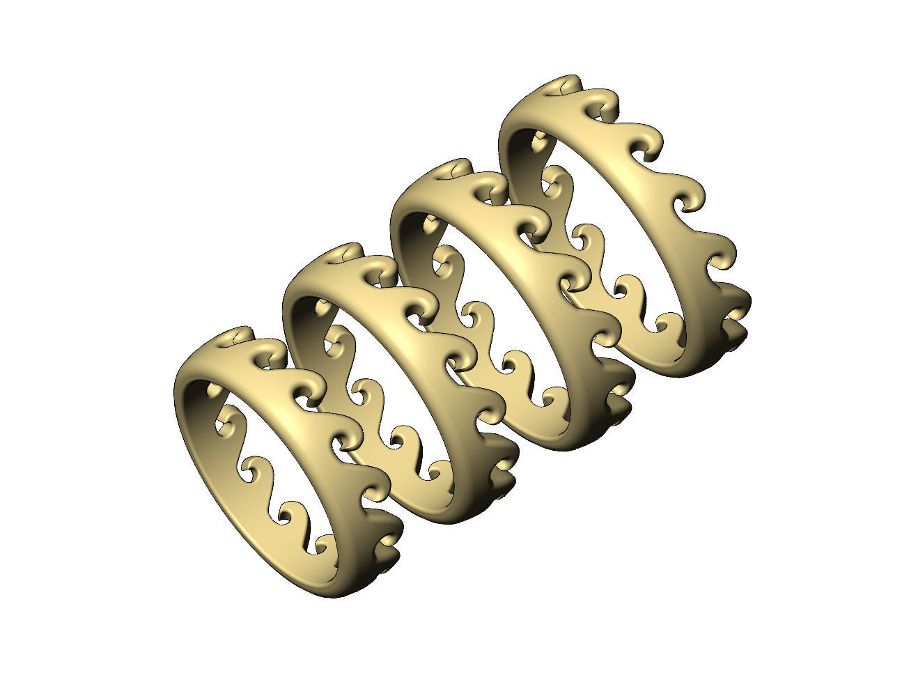 Wave pattern stacker band US sizes 6to9 3D print model_4