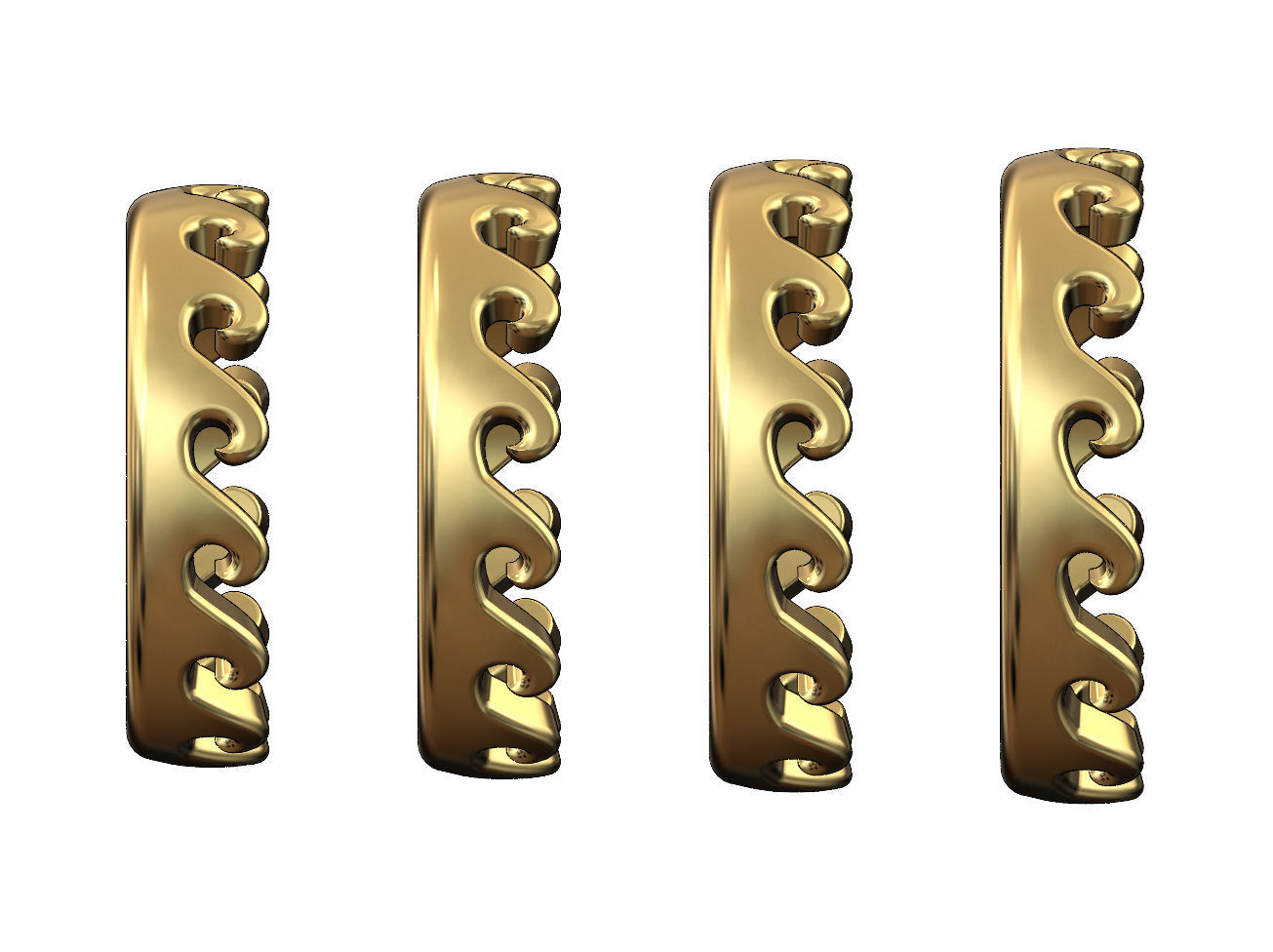 Wave pattern stacker band US sizes 6to9 3D print model_3