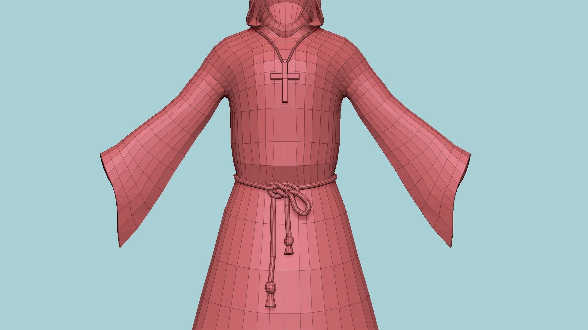Priest Outfit A08 Purple - Character Clothing Design Free low-poly 3D model_19