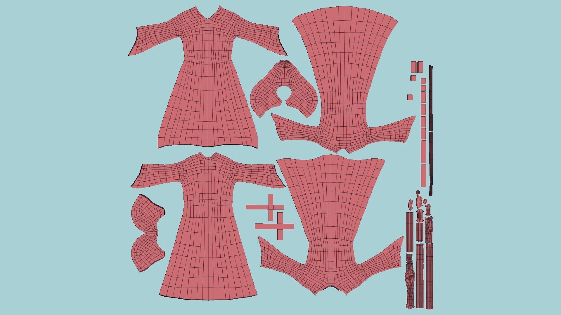 Priest Outfit A08 Purple - Character Clothing Design Free low-poly 3D model_16