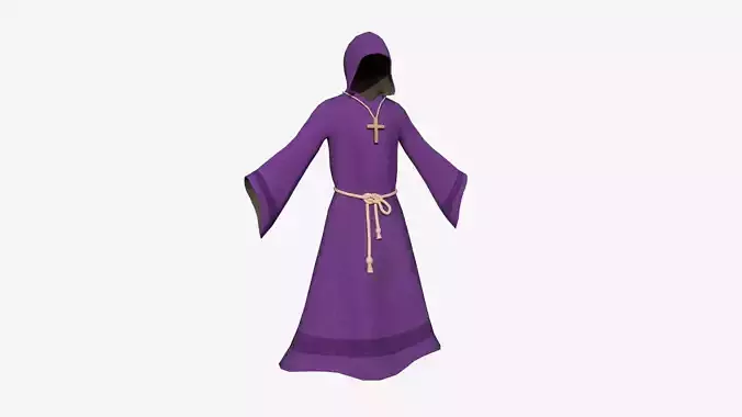 Priest Outfit A08 Purple - Character Clothing Design Free low-poly 3D model