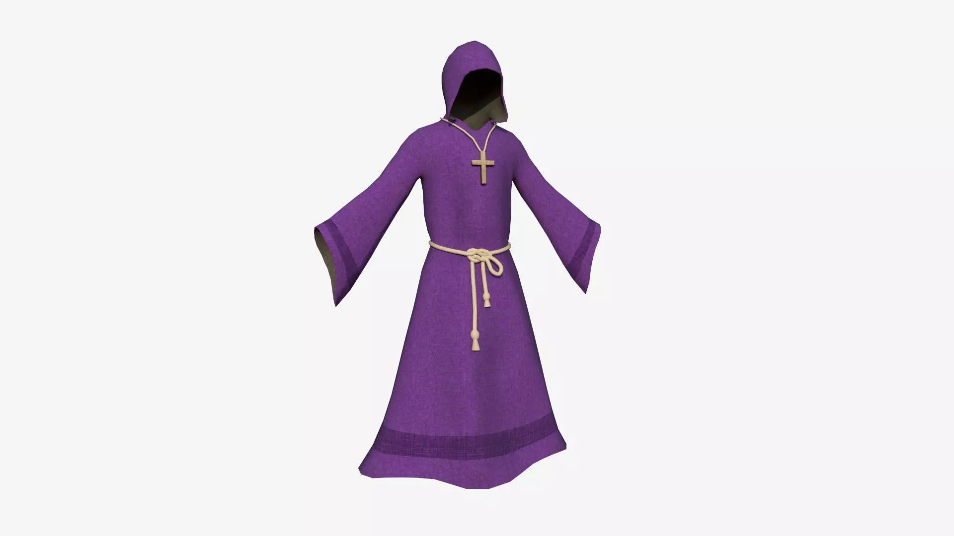 Priest Outfit A08 Purple - Character Clothing Design Free low-poly 3D model_0