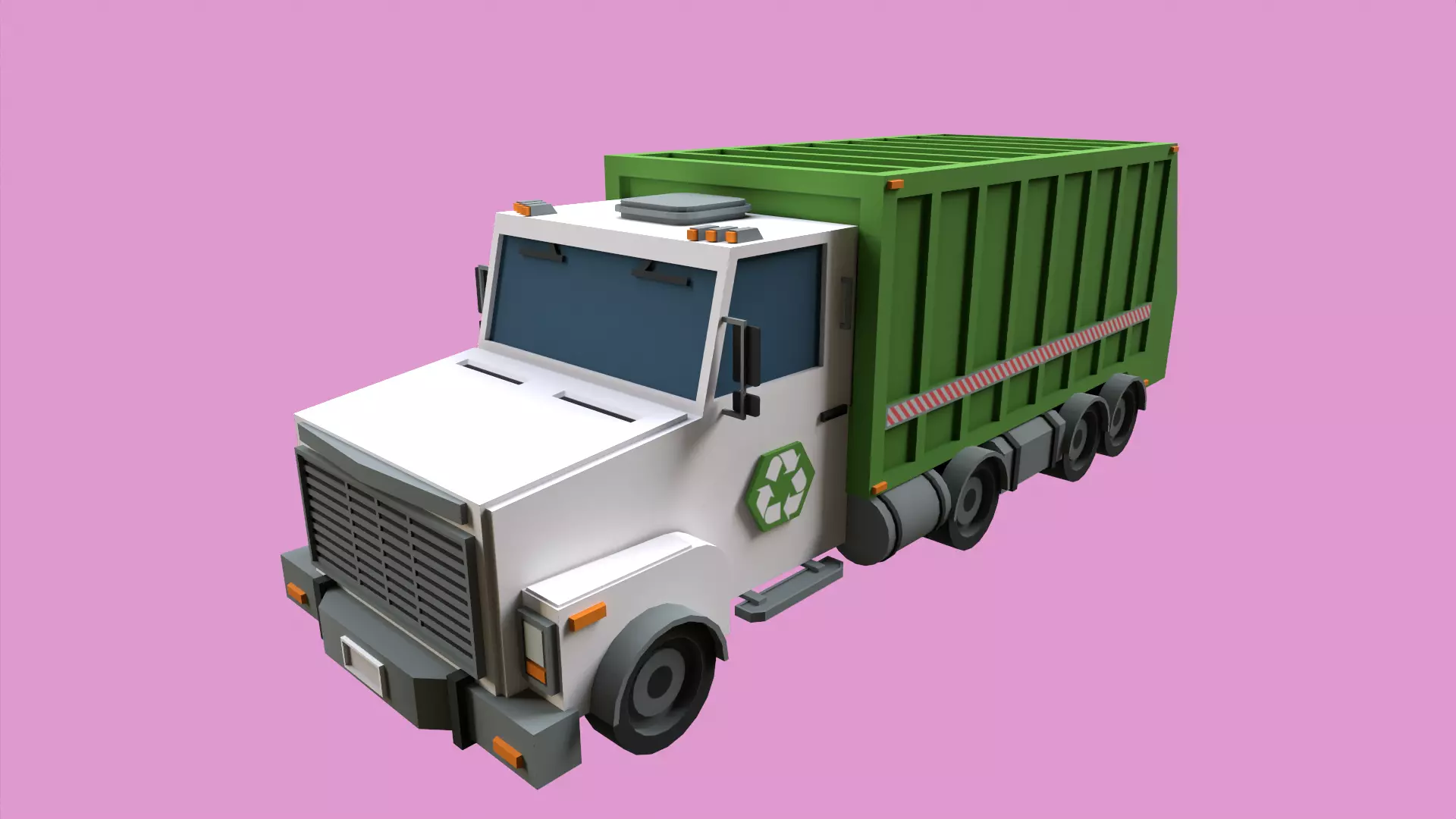 Lowpoly Garbage Truck Low-poly 3D model