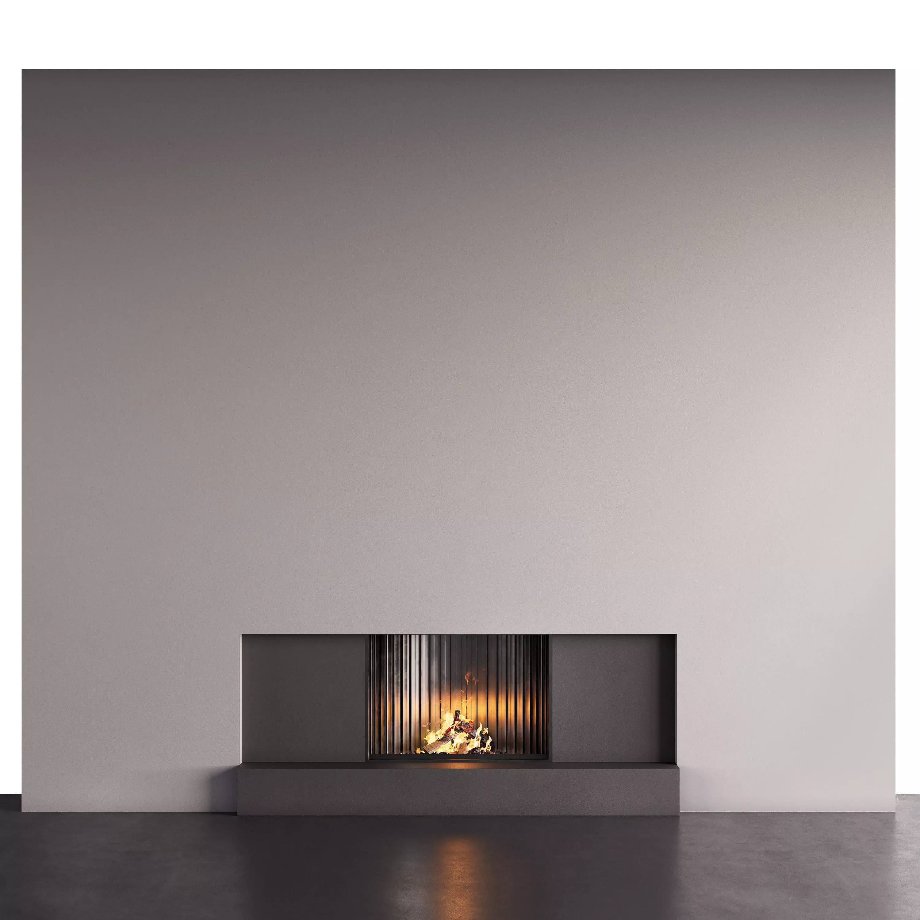 Decorated Wall with Fireplace - 6 3D model