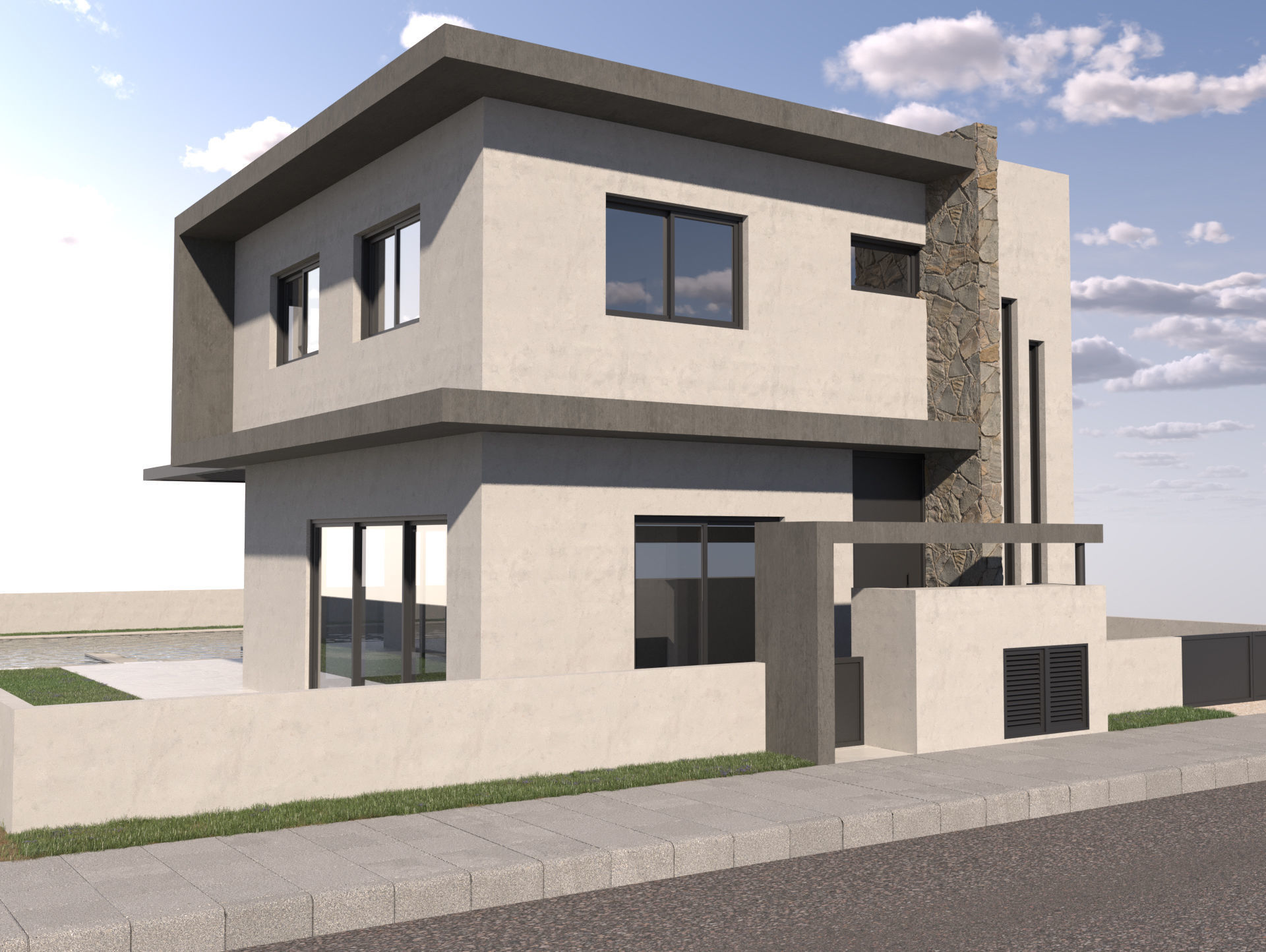 Modern Building 4-3d model Low-poly 3D model_2