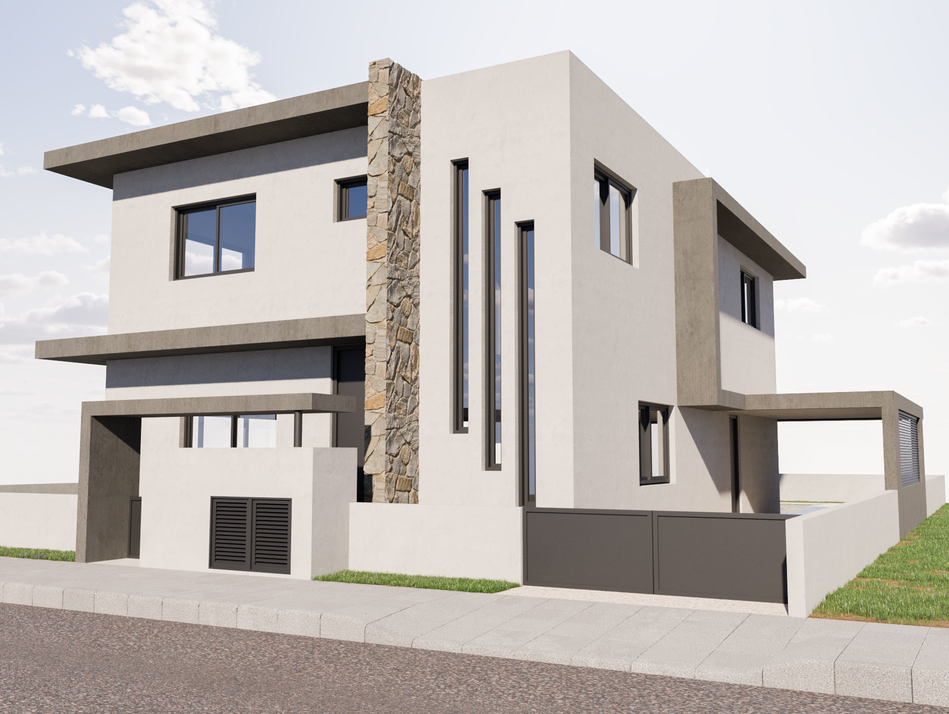Modern Building 4-3d model Low-poly 3D model_1