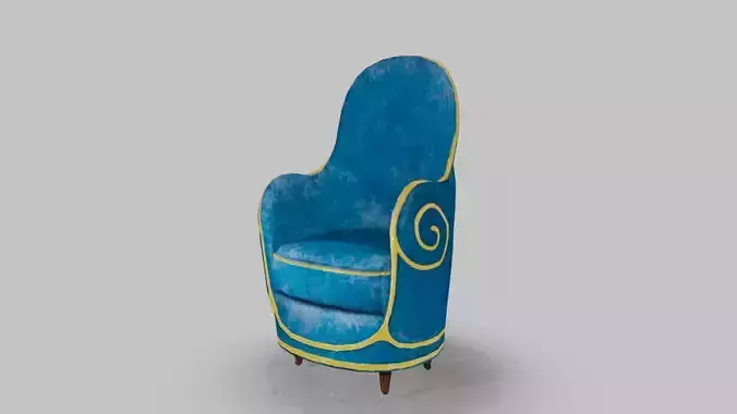 Armchair lowpoly gameplay ready art nouveau