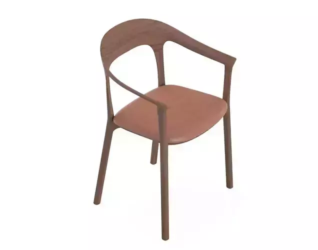 Elle Upholstered Chair with Armrest 3D model