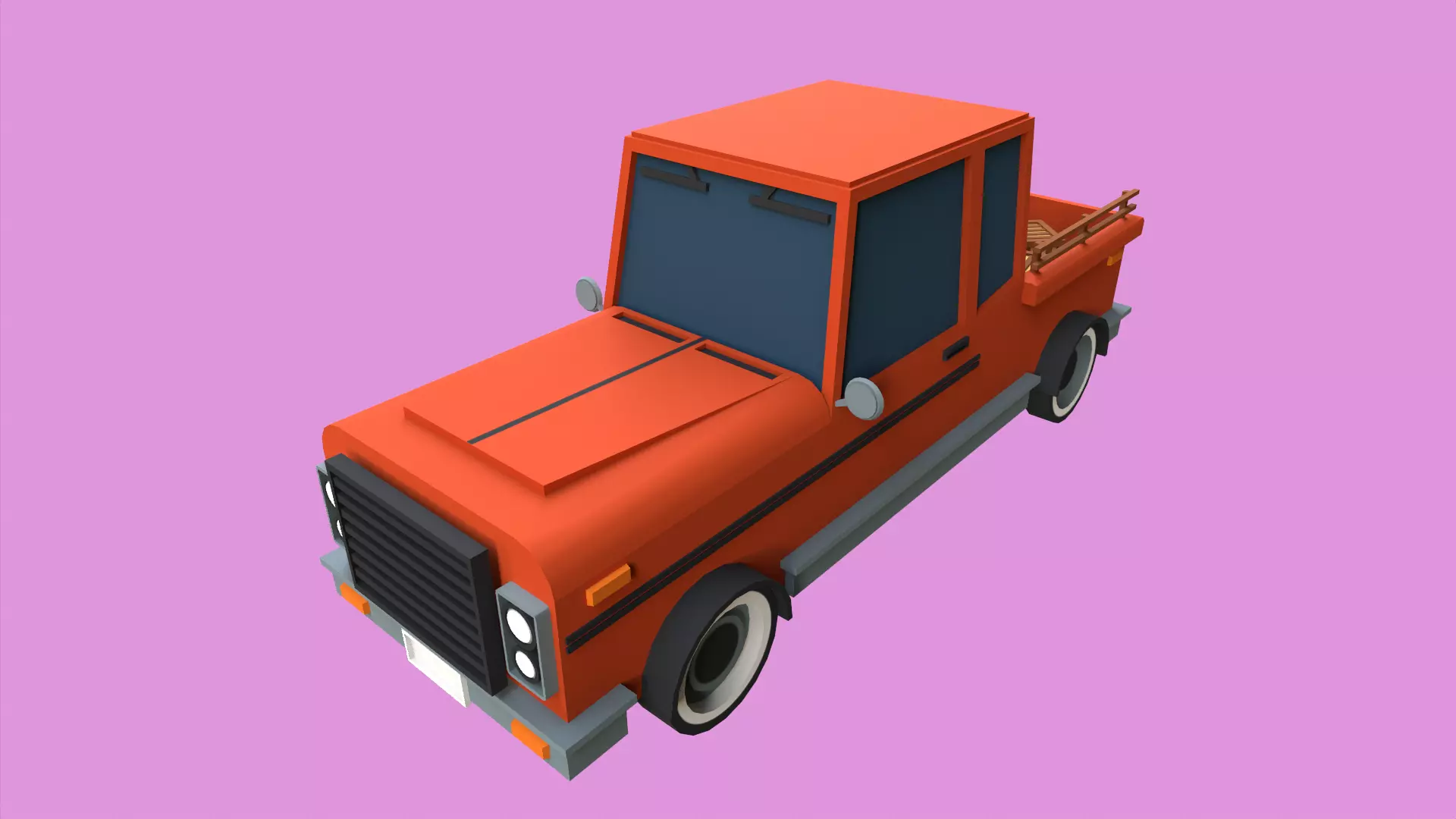 Lowpoly Pickup Truck Low-poly 3D model_0