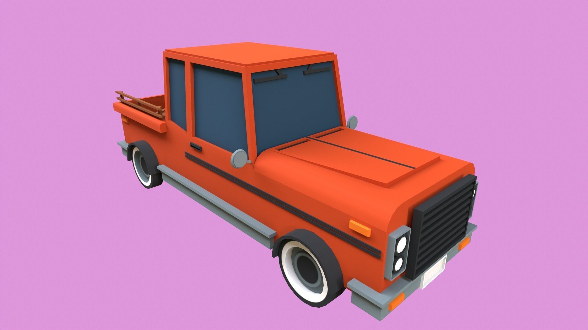 Lowpoly Pickup Truck Low-poly 3D model_1