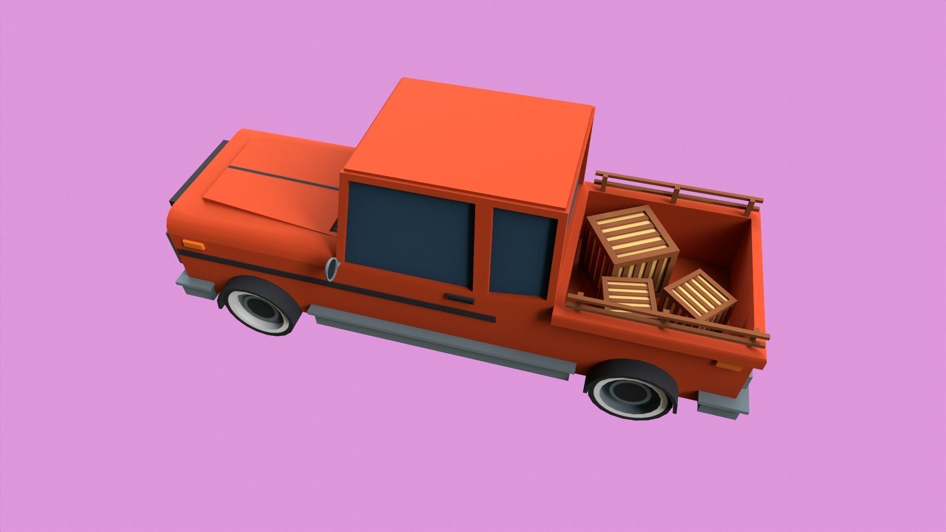 Lowpoly Pickup Truck Low-poly 3D model_4