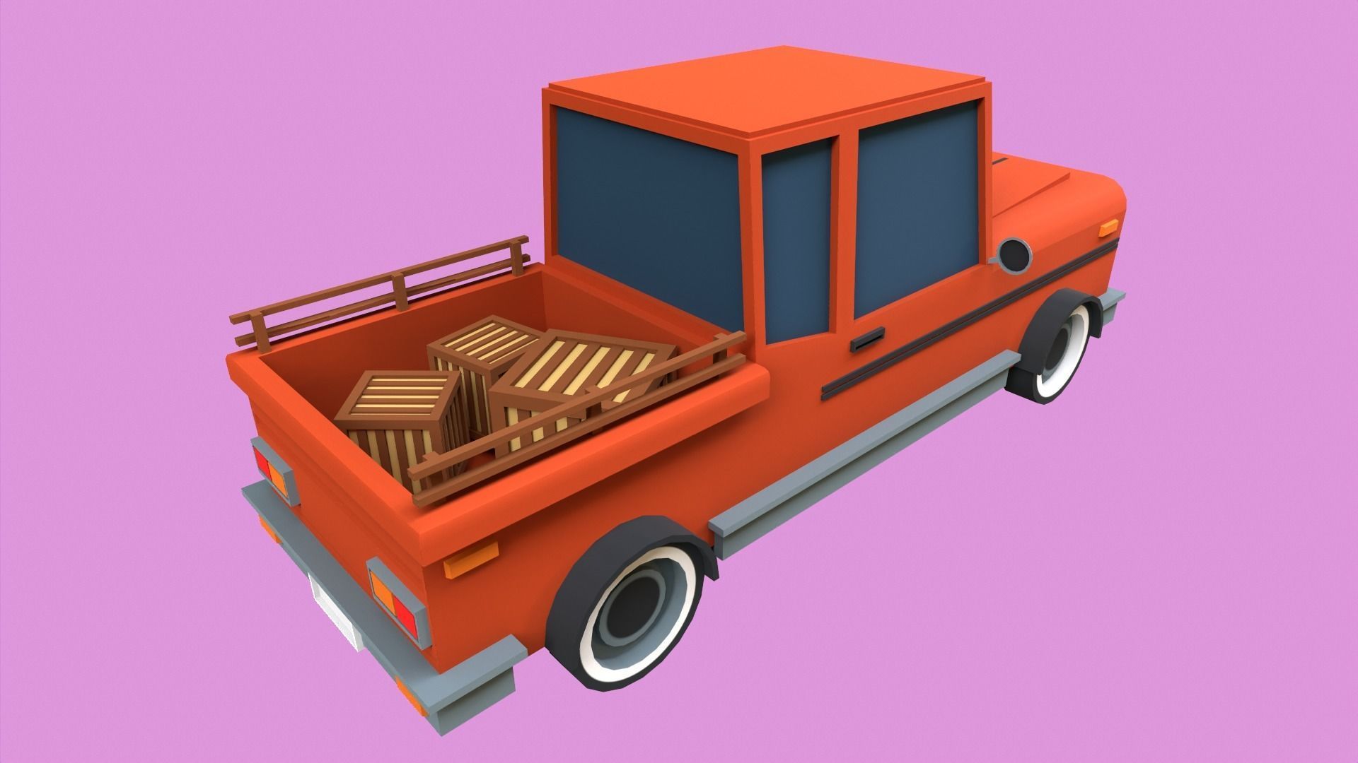 Lowpoly Pickup Truck Low-poly 3D model_2