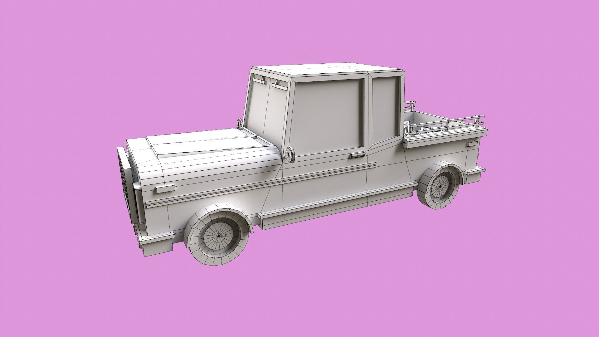 Lowpoly Pickup Truck Low-poly 3D model_5