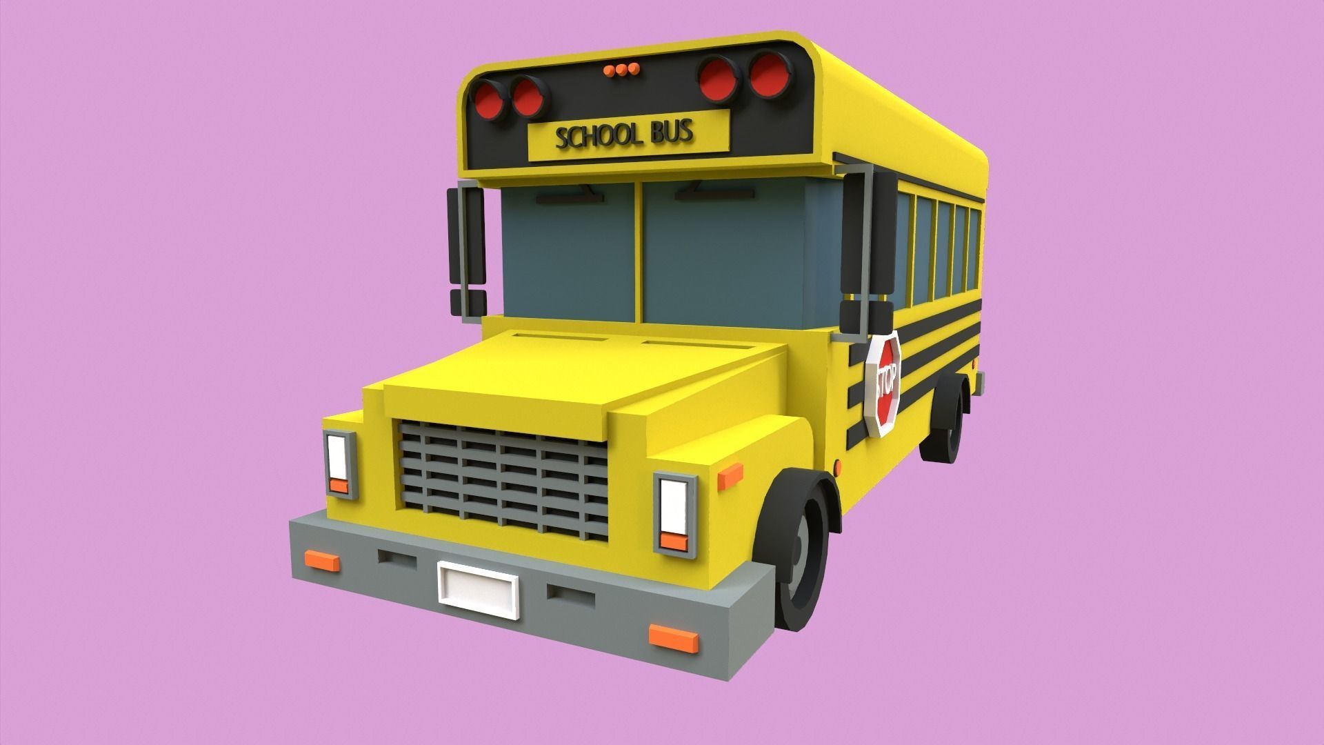 Lowpoly School Bus Low-poly 3D model_2