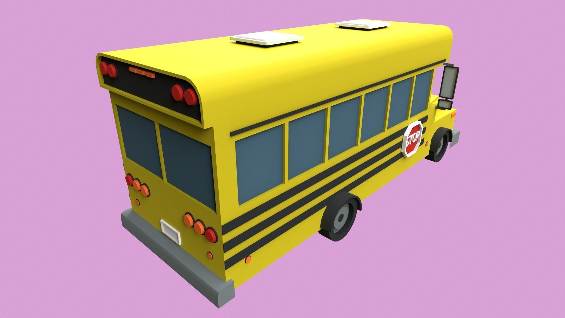 Lowpoly School Bus Low-poly 3D model_3