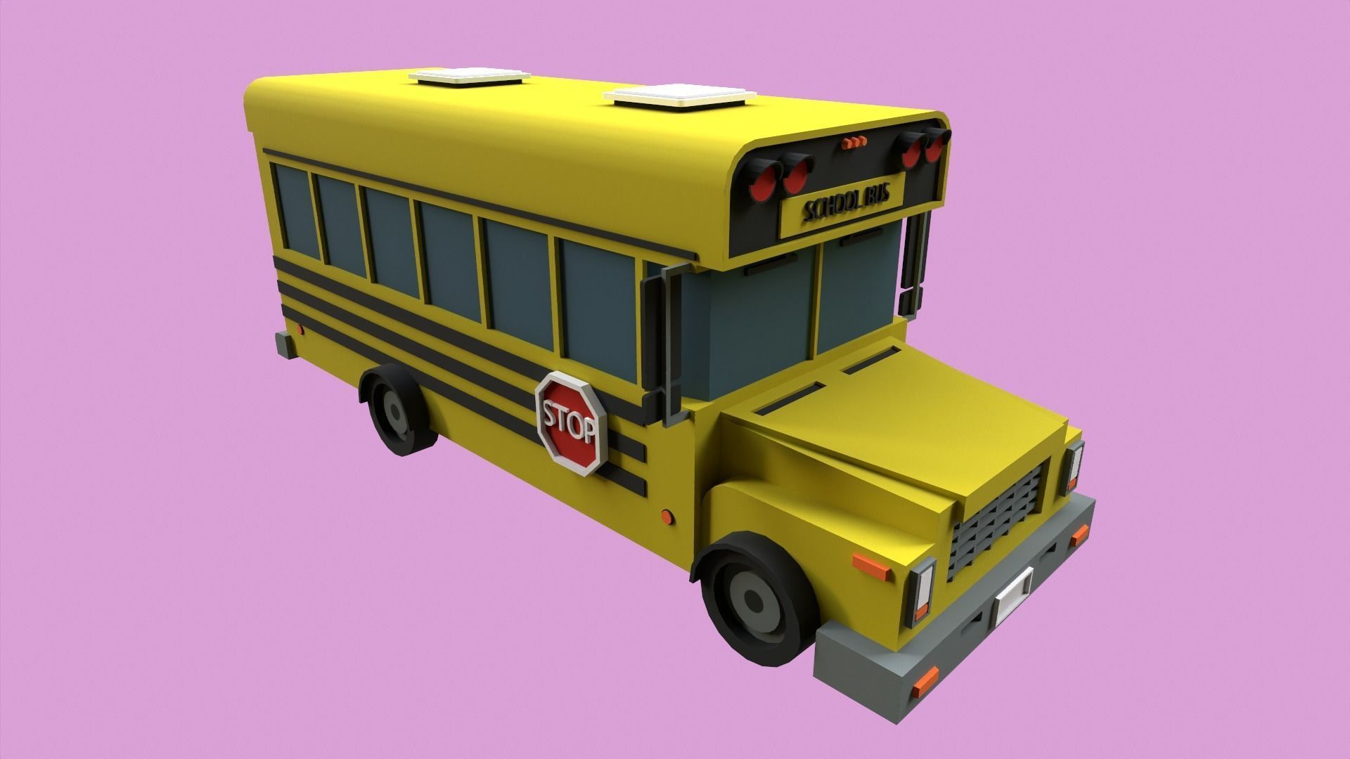 Lowpoly School Bus Low-poly 3D model_1