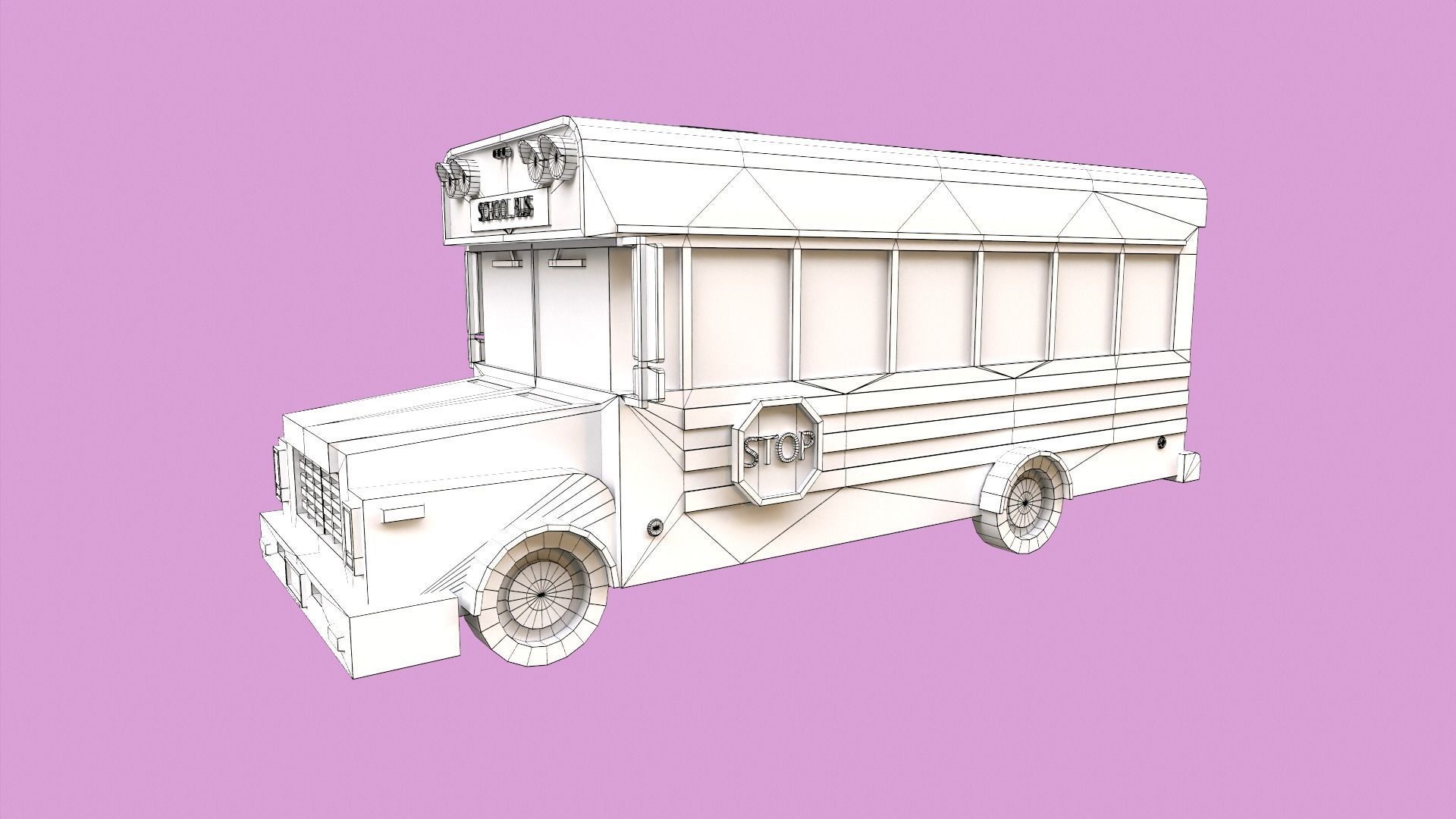 Lowpoly School Bus Low-poly 3D model_5