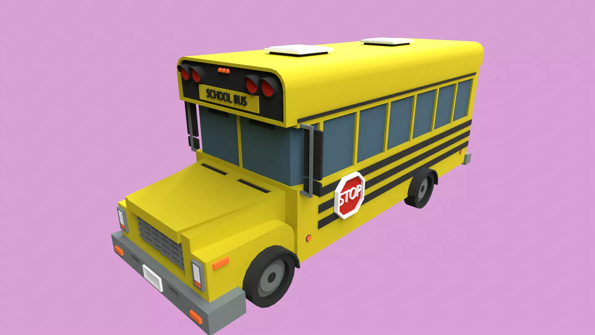 Lowpoly School Bus Low-poly 3D model_0