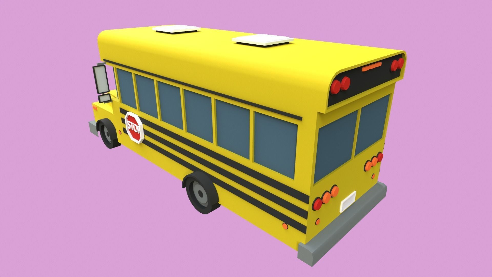 Lowpoly School Bus Low-poly 3D model_4